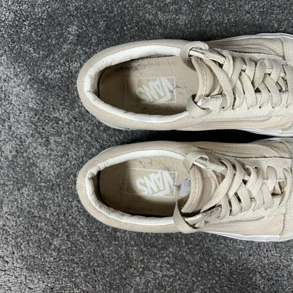 VANS Old Skool Women’s Size 7 Tan Suede Canvas Casual Lace Up Shoes Used - Picture 9 of 11